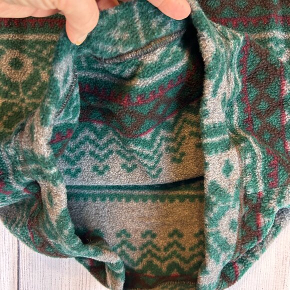 vintage Woolrich size S pattern fleece pullover mock Made in USA green gray - Picture 8 of 10